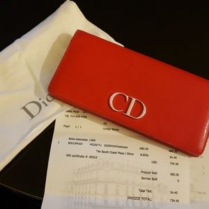 Christian Dior red patent leather wallet